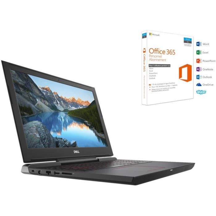 Ordinateur Portable Gamer DELL Inspiron G 5000 15 pouces FHD - i5-8300H - RAM 8Go - Stockage 256Go - GTX1050Ti - W10 + Office 365
