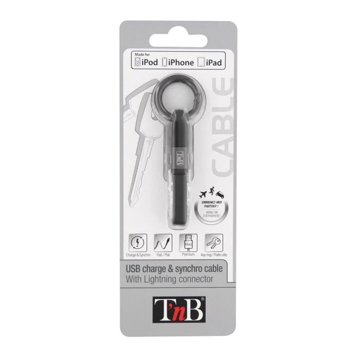 TNB Câble USB de charge Lightning - Noir/gris