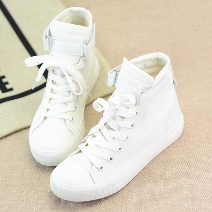 Baskets Achat Haute Haut Sheloveit® Toile Femmes Blanc shCxtQdBr
