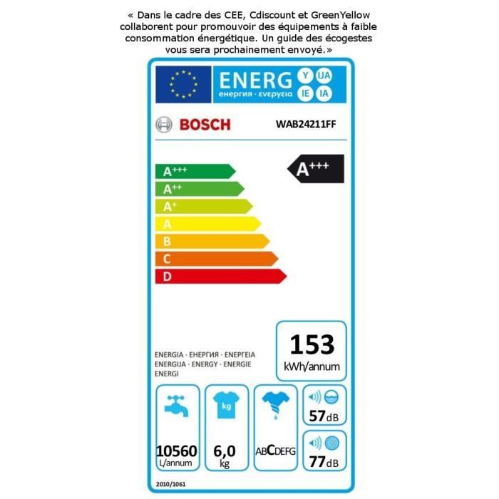  WAB24211FF - Lave-linge frontal - 6kg - 12002