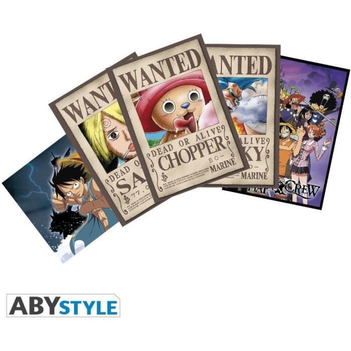 Lot de 5 Cartes postales One Piece - Set 3 : Chopp Wanted &Co - 14,8 x 10,5 cm