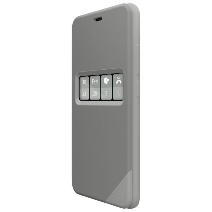 Housse folio clapet fenêtre interactive wiboard original Wiko Upulse - Gris
