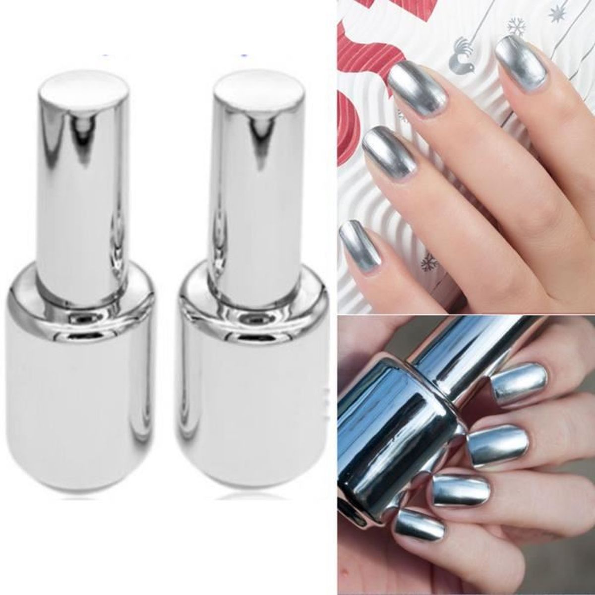 15ML Vernis à Ongle UV Gel Metallic Permanent + 15ML Top Coat Nail Art