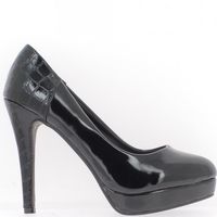 ESCARPIN Escarpins femme bi matière vernis noirs talon de 1 ESCARPIN Escarpins femme bi matière vernis noirs talon de 1