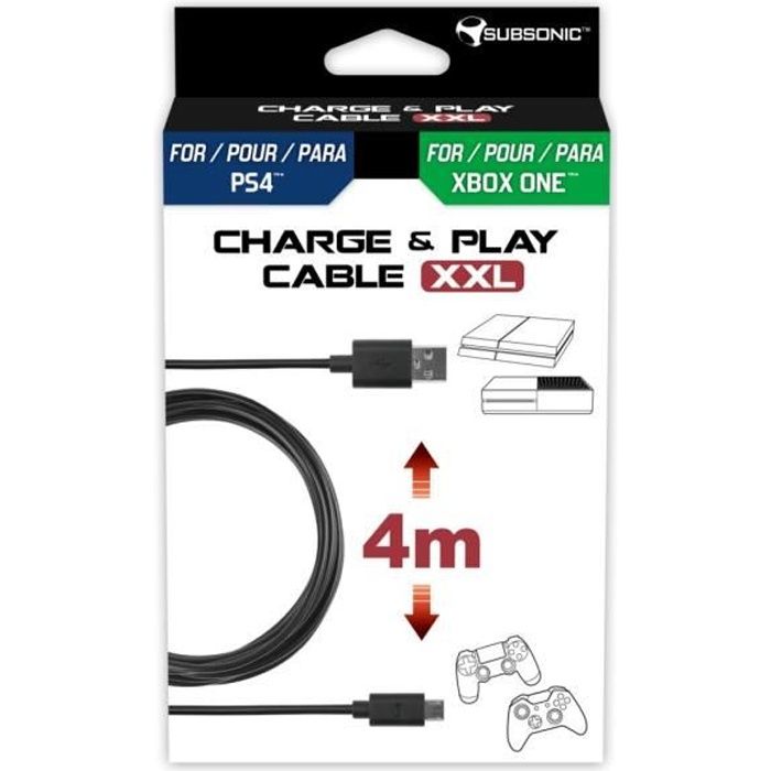 Subsonic Cable de charge pour manette PS4 et Xbox One