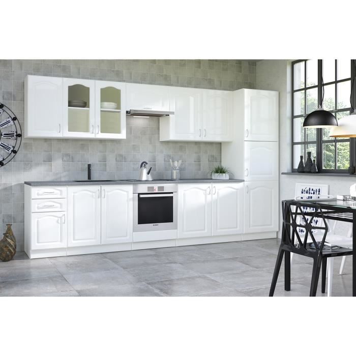 Ensemble cuisine complète contemporaine 360 cm coloris blanc Blanc