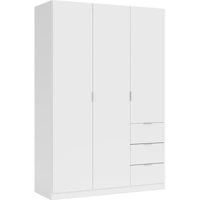 GLORIA Armoire de chambre style contemporain melaminee blanc L 135 cm