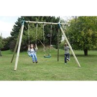 BALANÇOIRE - PORTIQUE Portique en bois Enfant Cheyenne 2 balançoires et BALANÇOIRE - PORTIQUE Portique en bois Enfant Cheyenne 2 balançoires et