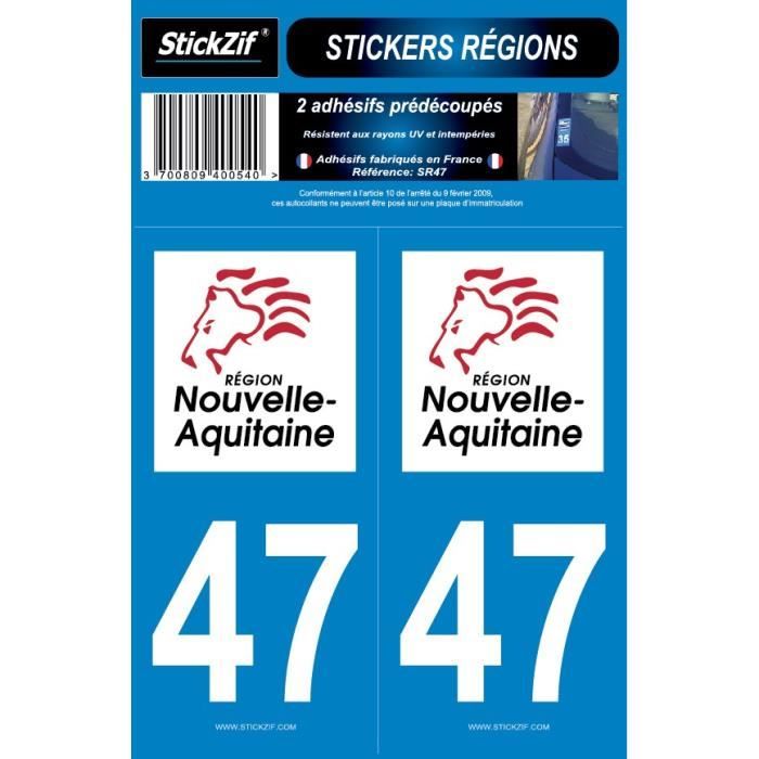 STICKZIF 2 Autocollants Région Département 47 SR47