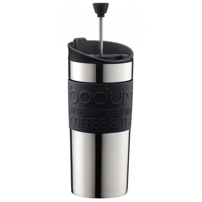 BODUM TRAVEL PRESS Mug à piston en inox double paroi 0.35 l Noir