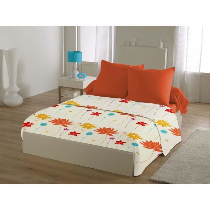 Parure de draps Microfibre 4 pièces REBECCA - 1 Drap Plat 240x300 cm + 1 Drap Housse 140x190 cm + 2 Taies d'Oreillers sac 63x63 cm