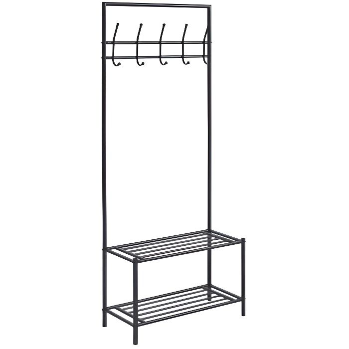 Porte-manteau Charmille 2 - L 66 x P 32 x H 170 cm - Noir - Structure métallique - Finition laquée
