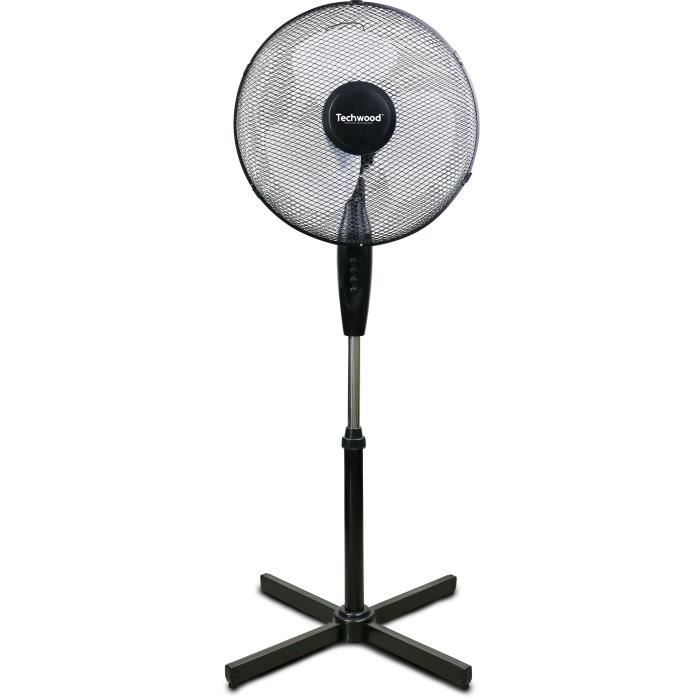 TECHWOOD Ventilateur sur pied - 40 cm - 3 vitesses de ventilation - Réglage : hauteur, oscillation et orientation - Puissance 40 W