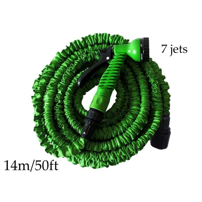 Tuyau D'Arrosage Extensible 15m - Double Couche Résistant Aux Pliages - Pour Jardin, Pelouse, Serre - PVC/Polyester - 3
