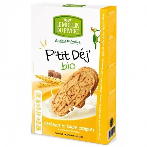 LE MOULIN DU PIVERT Biscuits P tit Déj Céréales & Sucre complet bio