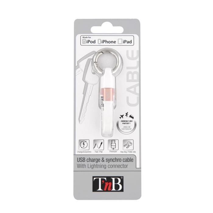 TNB Câble USB de charge Lightning - Blanc Rose