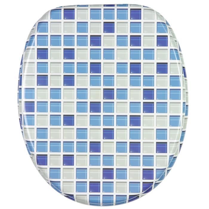 Abattant Wc Mosaïque Bleue Finition De Haute Qualité Charnières Robustes Fixation Facile - 