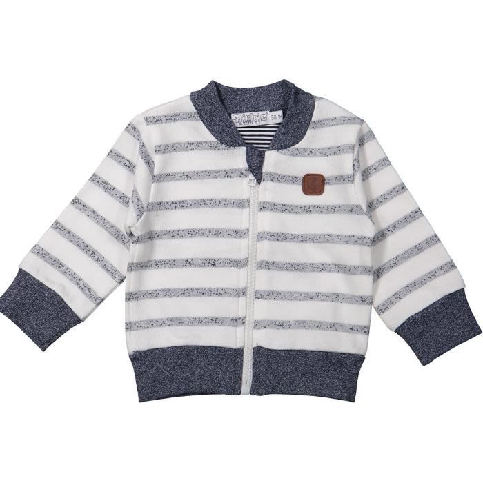 DIRKJE Veste Blanc et Gris Rayée Bébé Garçon