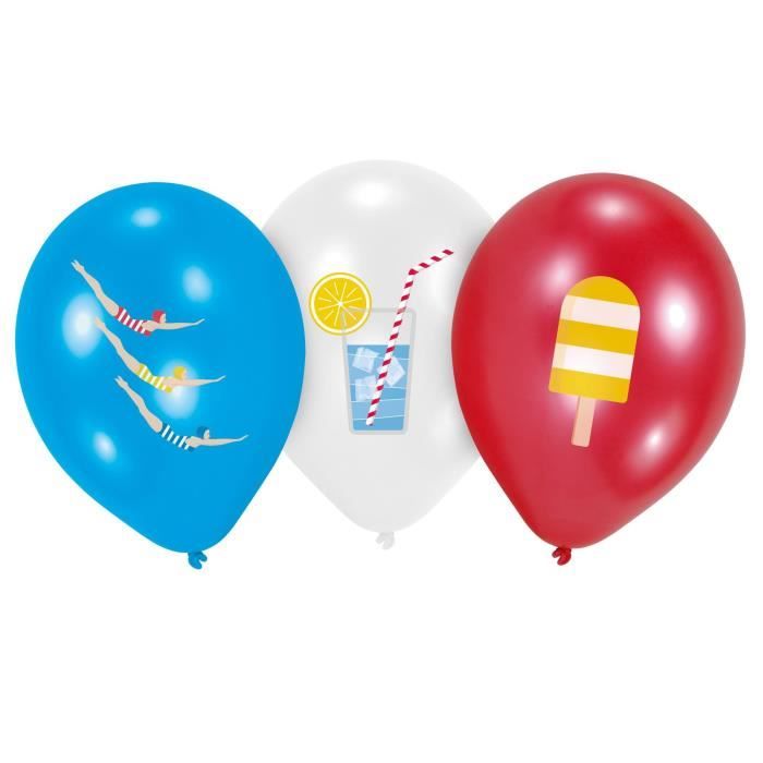 AMSCAN Lot de 6 Ballons Summer Stories en latex 27,5 cm 11\