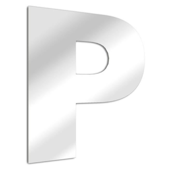 ARIAL Lettre miroir P 13 cm en verre acrylique