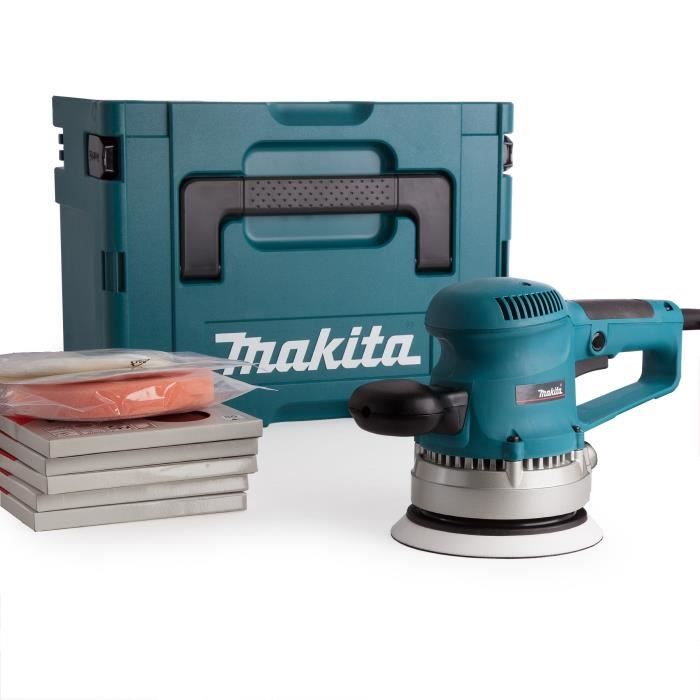 MAKITA Ponceuse excentrique BO6030JX1 150 mm 310 W avec 53 accessoires et coffret Makpac