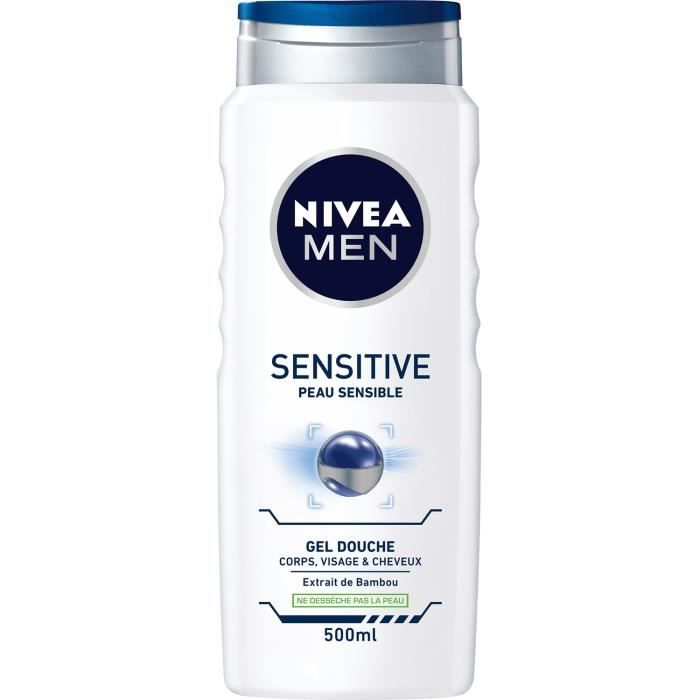 NIVEA Gel de douche Sensitive - Pour homme - Special peau sensible - 500 ml