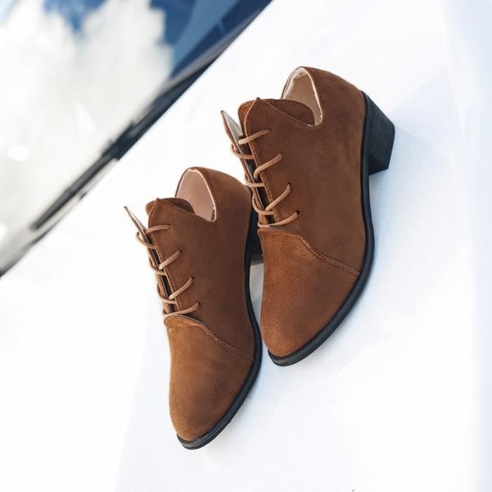 Étudiant Solide Couleur bottes lacées en cuir pour femmes Étudiant Solide Couleur bottes lacées en cuir pour femmes