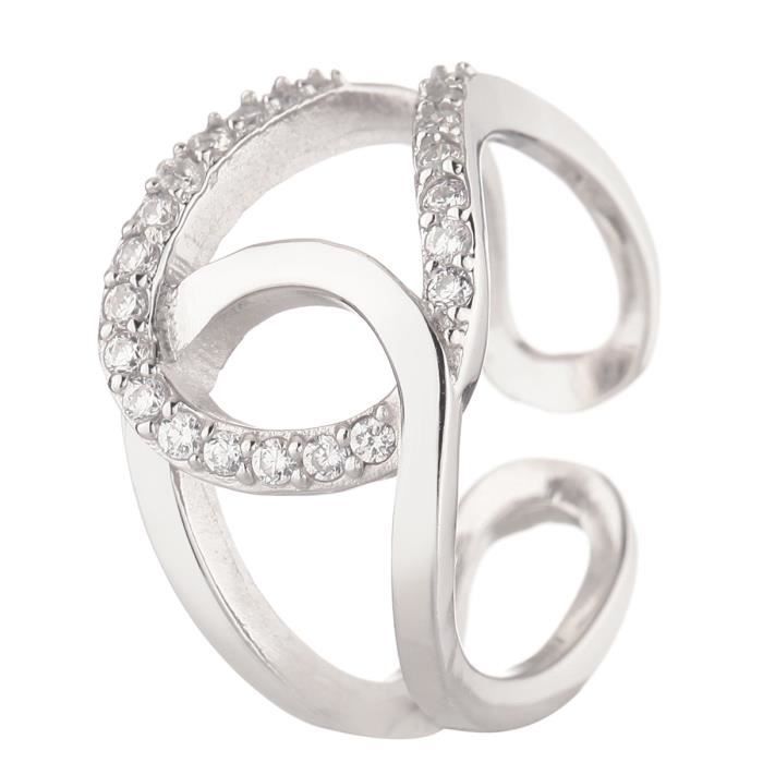ID BIJOUX Bague Argent 925° Oxydes de Zirconium Femme