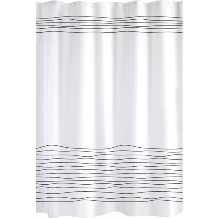 Rideau de douche blanc lignes noires