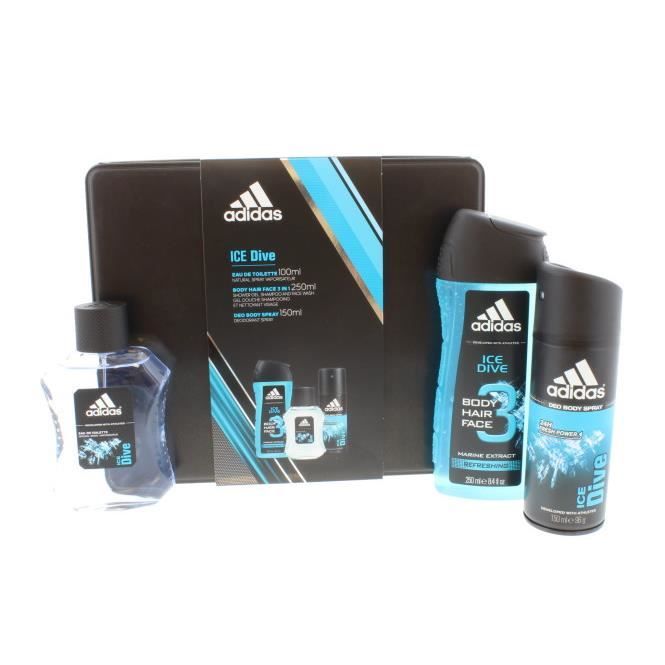 Coffret Adidas Ice Dive Boite Metal Eau De Toilettedeogel Douche