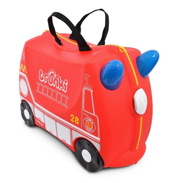 TRUNKI Valise Porteur à roulettes pour enfants - Voiture de Pompier Frank