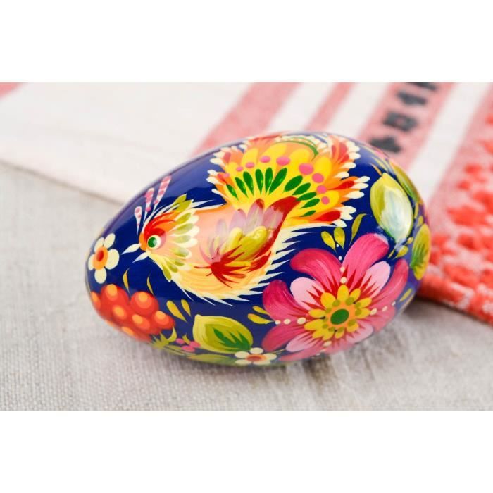 Oeuf Pâques fait main Déco Pâques bois peinture ethnique Cadeau paques ,361805838
