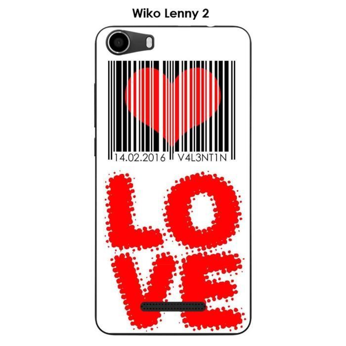 Coque Wiko Lenny 2 Design Code Barre Cœur