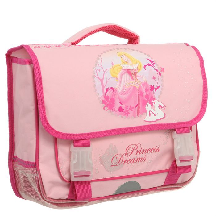 Coloris  rose. Cartable en polyester, siglé Princess. Se porte à la