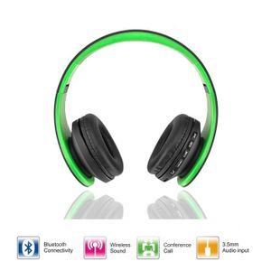 Casque Ecouteur Numérique Sans Fil Stéréo Bluetooth Vert 4 En 1