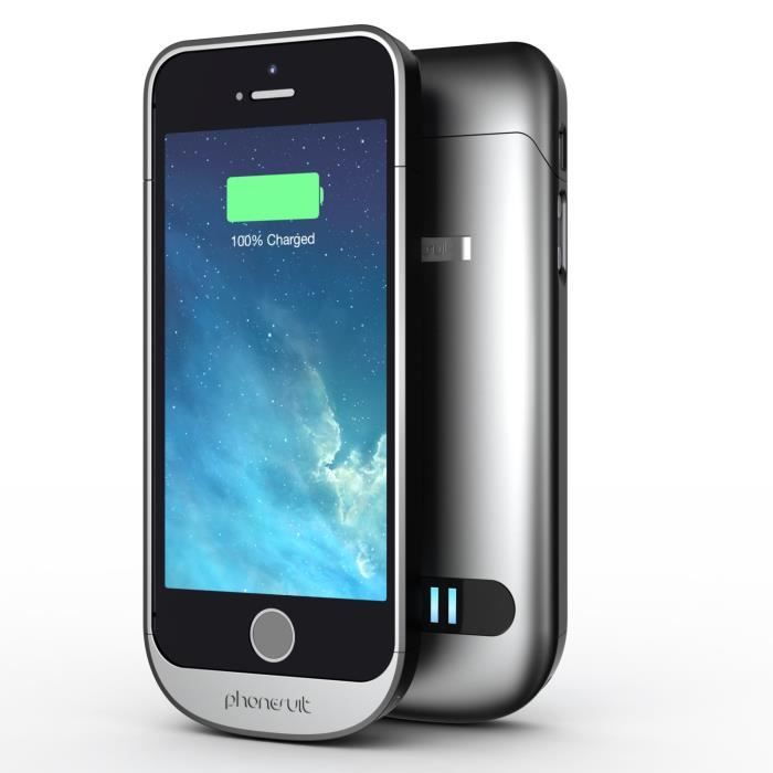 PhoneSuit Coque Chargeur Elite 2100mAh iPhone 5 Argent