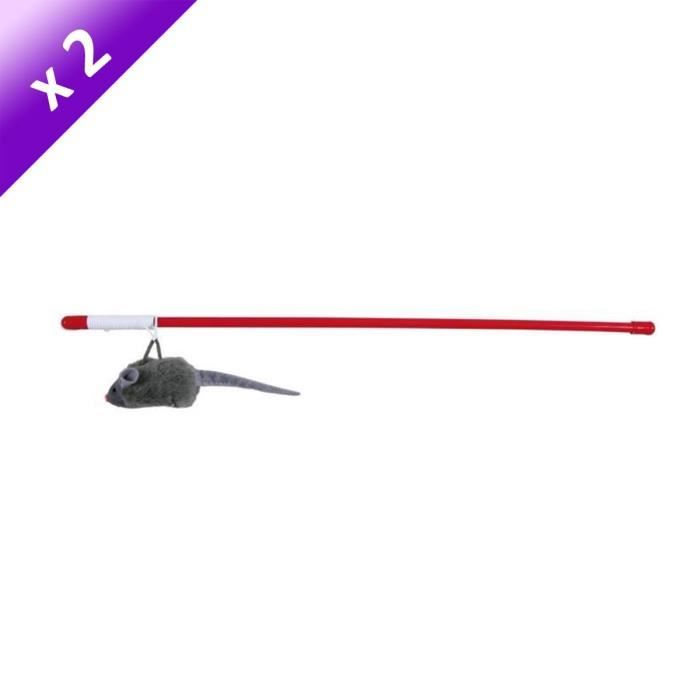 TRIXIE Lot de 2 Cannes à pêche avec souris Squieky 47cm pour chat