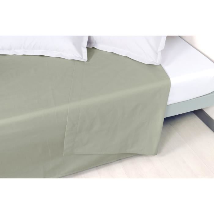 VENT DU SUD Drap plat Percale Manoir - Cendre - 180x290cm