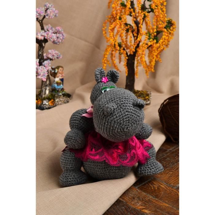 peluche hippopotame gris