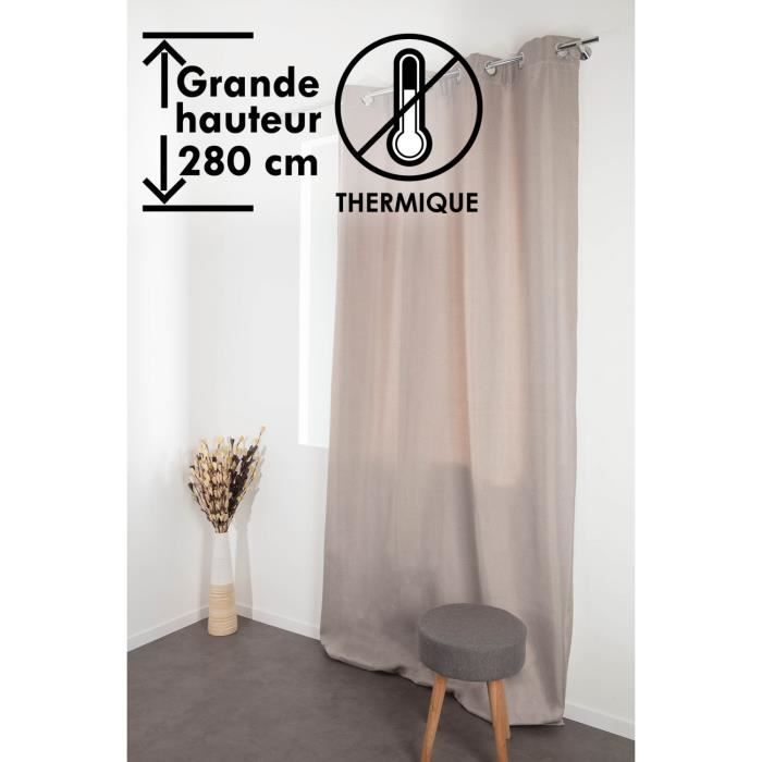 Rideau Anti-Froid 140 x 280 cm Grande Hauteur à Oeillets Uni Taupe ... Rideau Anti-Froid 140 x 280 cm Grande Hauteur à Oeillets Uni Taupe ...