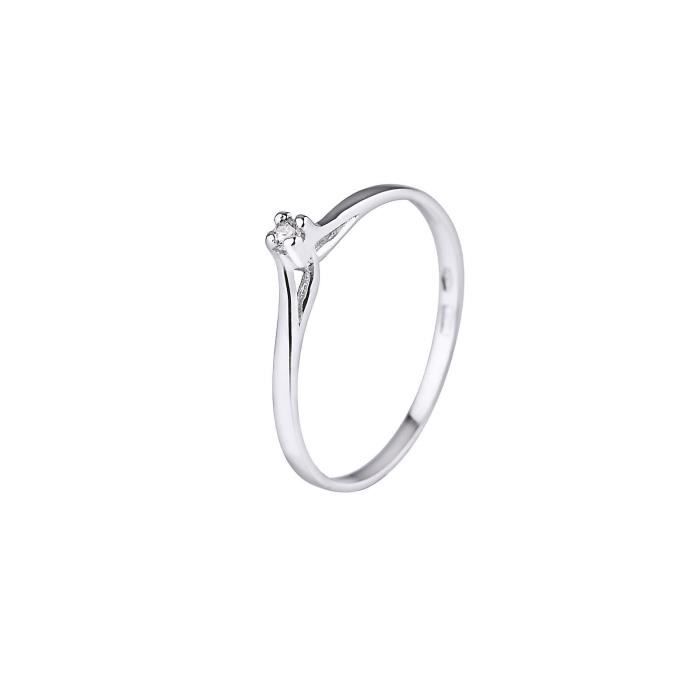 DIAMOND LANE Bague Solitaire Or Blanc 375° et Diamants Femme