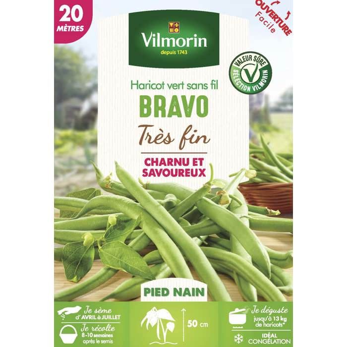 Semences pour haricot nain de la variete bravo - 20 m