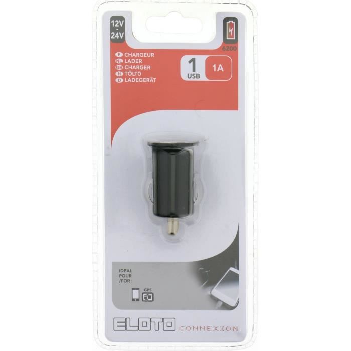 ELOTO CONNEXION Chargeur Allume cigare 12V/24V Usb 1A