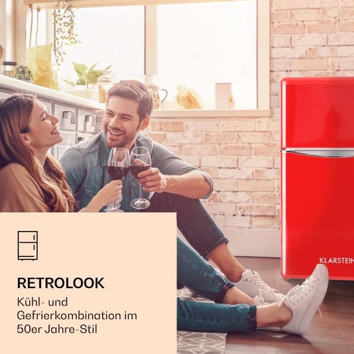 Klarstein Monroe Red Combiné Réfrigérateur1