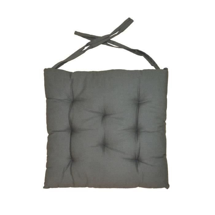 Galette de chaise 8 points 40x40x4 cm GRIS FONCE