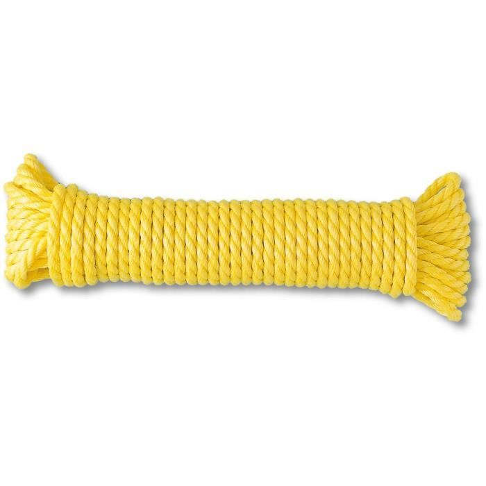 Corde polypropylène torsadée - Résistance à la rupture indicative 1 T - Ø 8 mm x 15 m - Jaune
