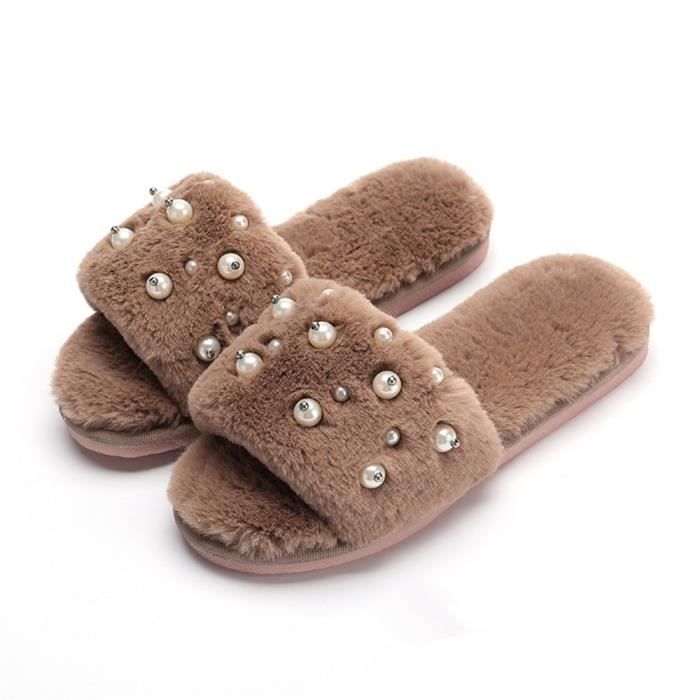 Chaussons Fluffy Femme Arrivee 2018 Nouvelle Plusieurs Taille Peluche Chaussure Charmant Couleurs Chausson 35 Hiver 40 Perles dSzqxFd