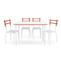 TABLE À MANGER COMPLÈTE IKayaa 5PCS Table à manger avec 4 Chaises Blanc + TABLE À MANGER COMPLÈTE IKayaa 5PCS Table à manger avec 4 Chaises Blanc +