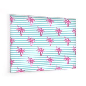 Fond de hotte "Rayures et palmiers roses"