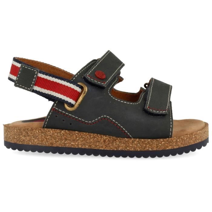 GIOSEPPO Sandales Cuir Bleu Marine et Marron Enfant Garçon